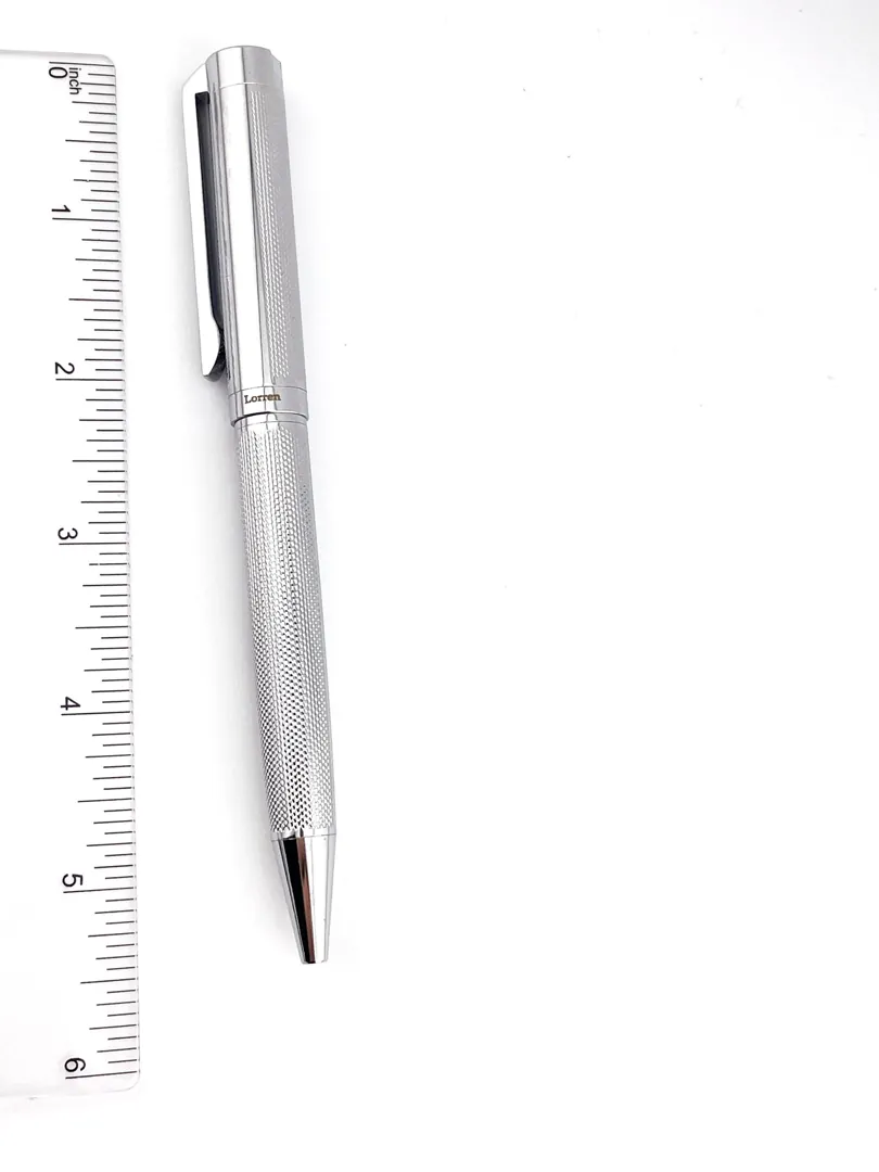 Pierre Lorren Antique Silver Ballpoint Pen Engraved Handmade Pen Set Ink Pen Writing Pen Birthday Gift 18kt Silver Gold Over Silver Metal