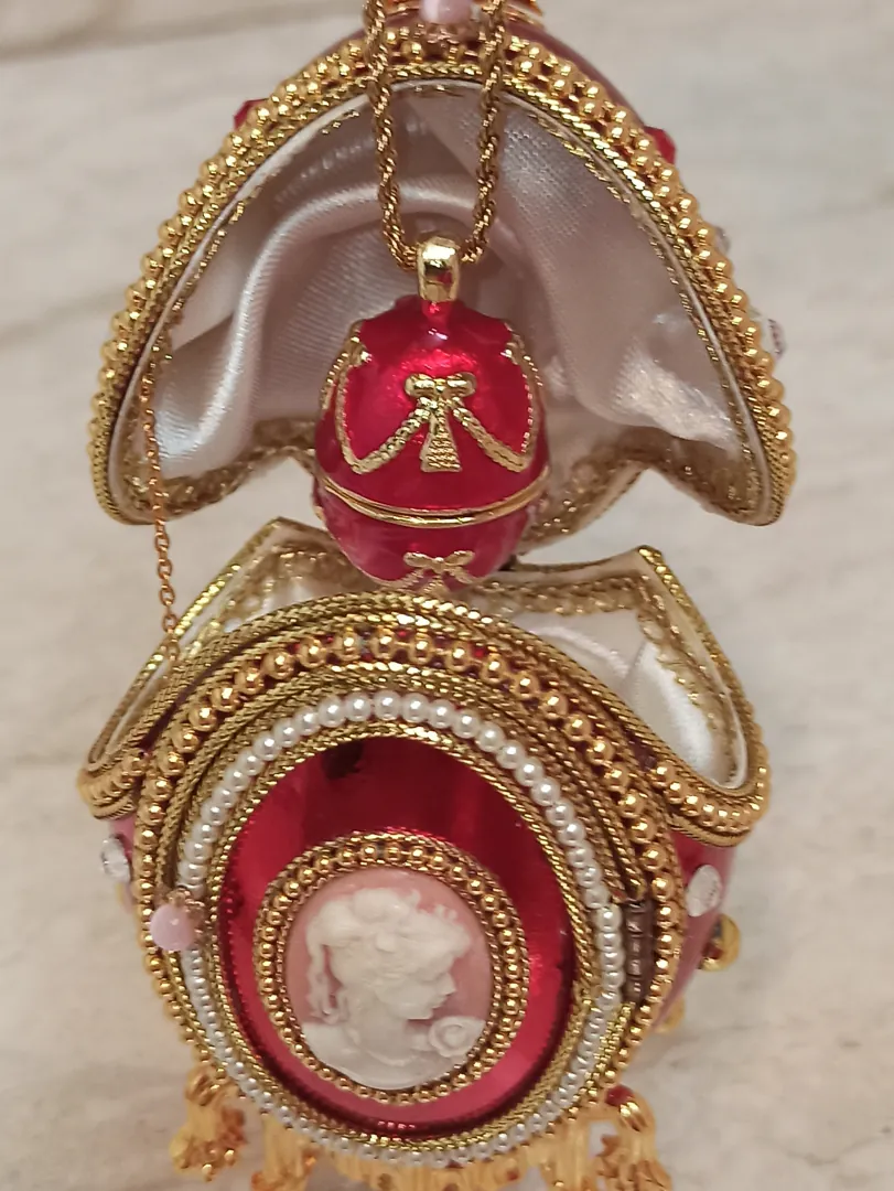 ONE OF A KIND gift, Faberge Egg Trinket Box, Faberge MUSIC Box, Antique Picture Frame, Vintage Egg Faberge style, 24k Necklace Bracelet & Faberge egg.