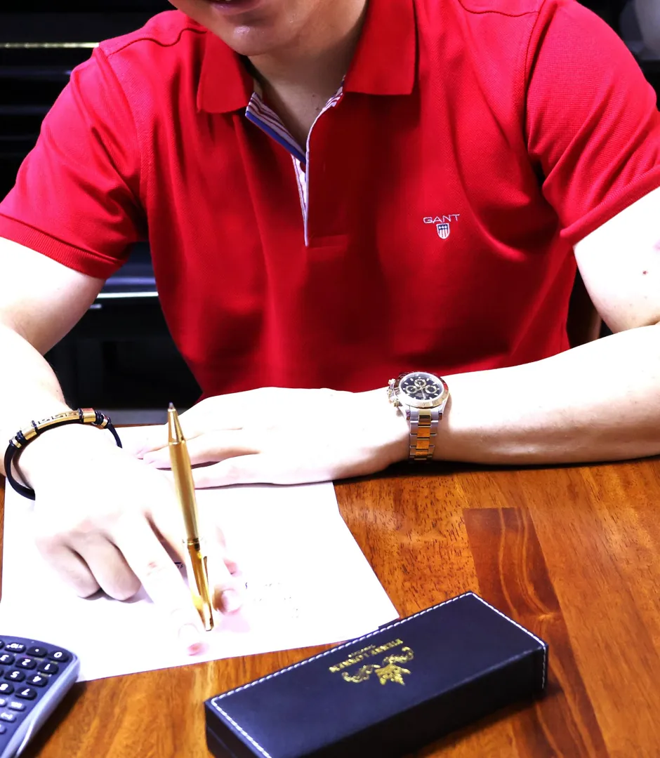 Pierre Lorren Professional Pen - Fancy Ballpoint Pen - Luxury Pen Handmade Writing Pen Silver 18k Yellow Gold Graduation Pen SUCCESS VICTORY
