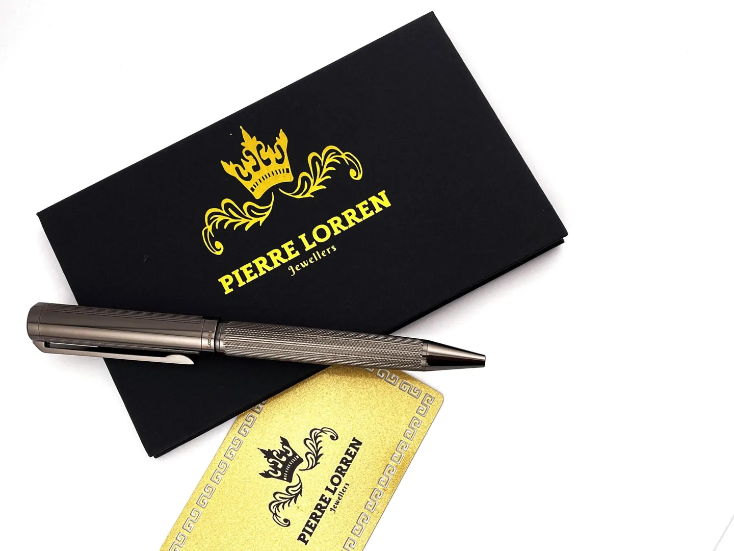Pierre Lorren Gunmetal Antique Silver Ballpoint Pen Engraved Handmade Pen Set Ink Pen Writing Pen Birthday Gift 18k Gold Over Silver Metal