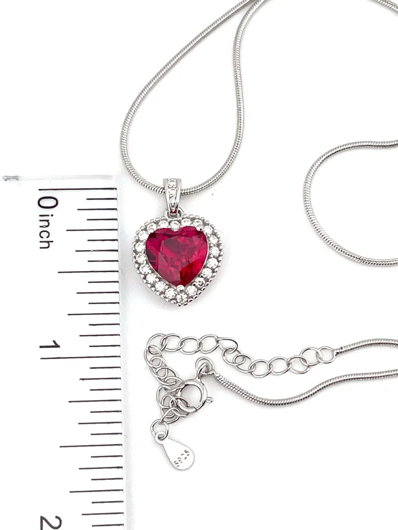 2 ctw CERTIFIED Natural Ruby Heart Pendant Diamond Necklace Red Ruby Heart-cut Sapphire Diamond Necklace Jewelry 3.5ctw Valentine's Day gift