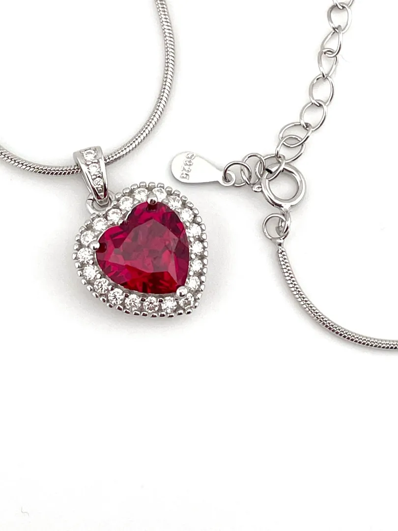 2 ctw CERTIFIED Natural Ruby Heart Pendant Diamond Necklace Red Ruby Heart-cut Sapphire Diamond Necklace Jewelry 3.5ctw Valentine's Day gift