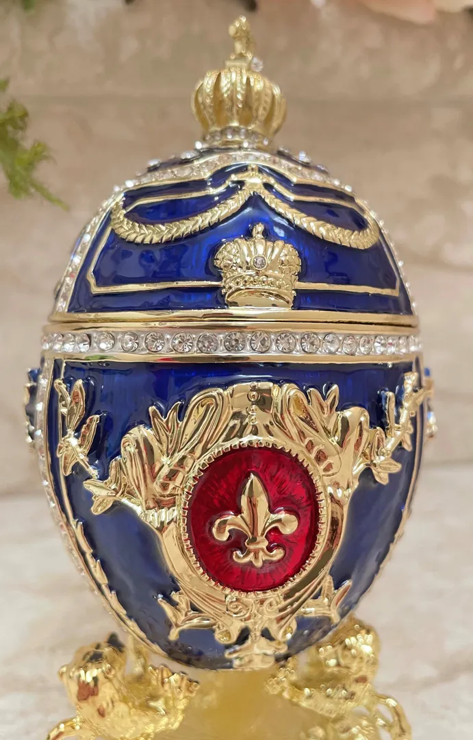 Something Blue Bridal Shower Fabergé Egg Decor Fabergé Egg 300 Swarovski Diamonds Handset 24K Gold Fabergé Egg Couple Wedding Gift Home Decor