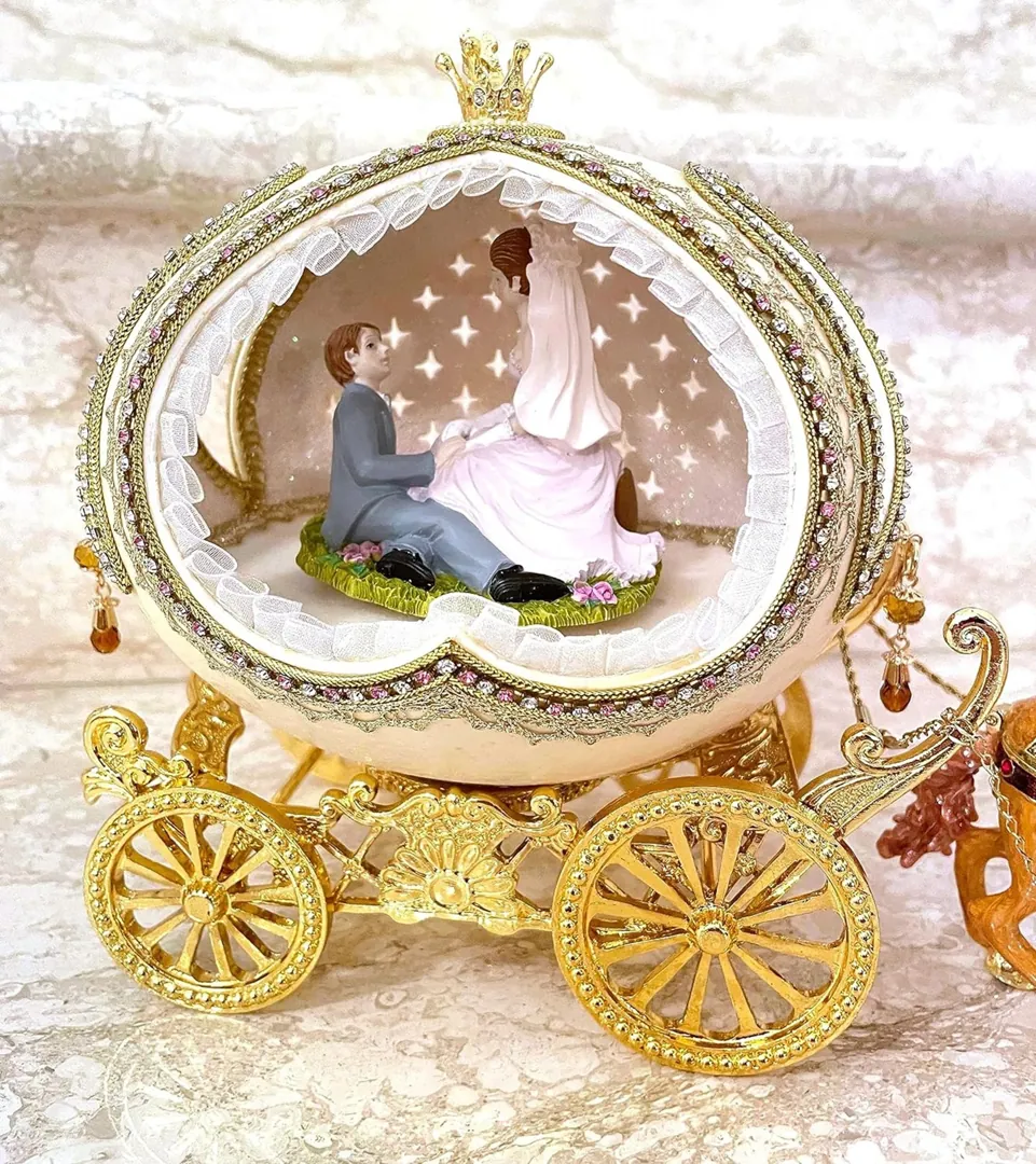 One of a Kind XXXL Faberge Egg Valentine's Day Gift for Wife 1989 Anniversary Gift for Parents Heart Natural Handcarved Gold Couple Ornament