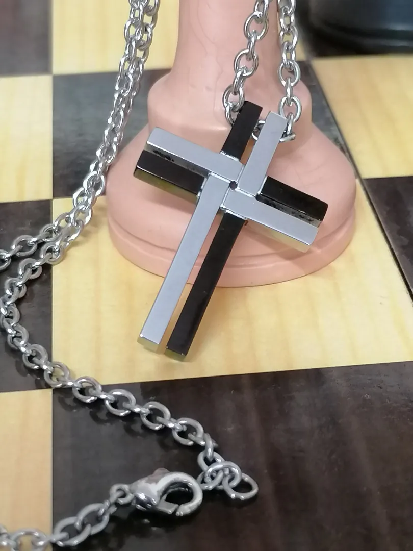 Onyx Men's Cross Necklace - Men's Religious Necklace - Men's Cross Pendant - Men's Christian Necklace - Men's Cross Christian Jewelry HANDMADE