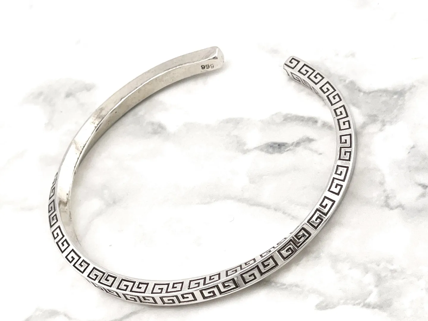 Handmade Meander Jewelry Set Silver 999 White Gold - Greek Key Bracelet Plus Greek Key Earrings Eternity Love Happiness Success Jewelry