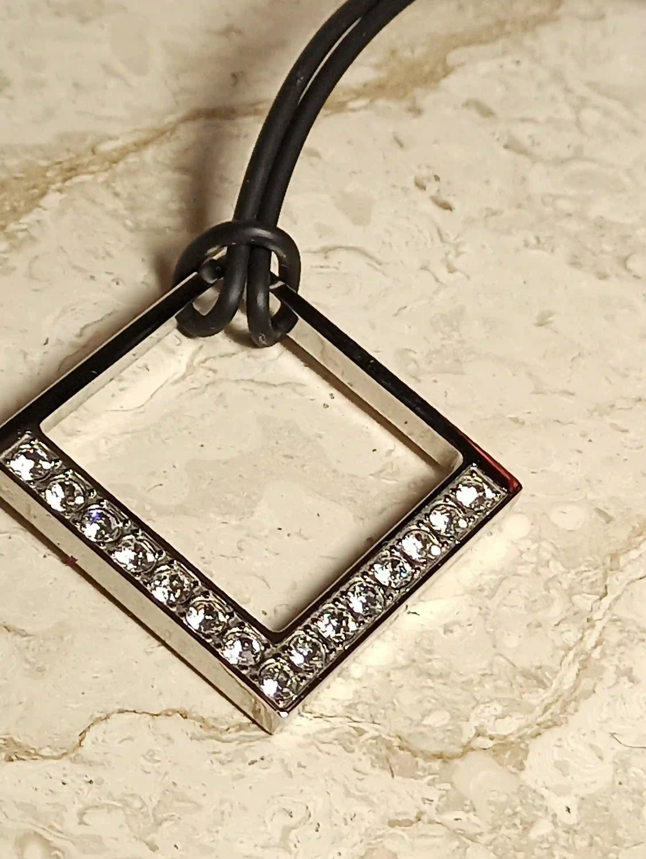 Silver Necklace Diamond Shaped Pendant/Geometric Necklace/Minimalist Jewelry/Graduation Gift for her Jewelry for girls Modern Necklace 1.5ct 