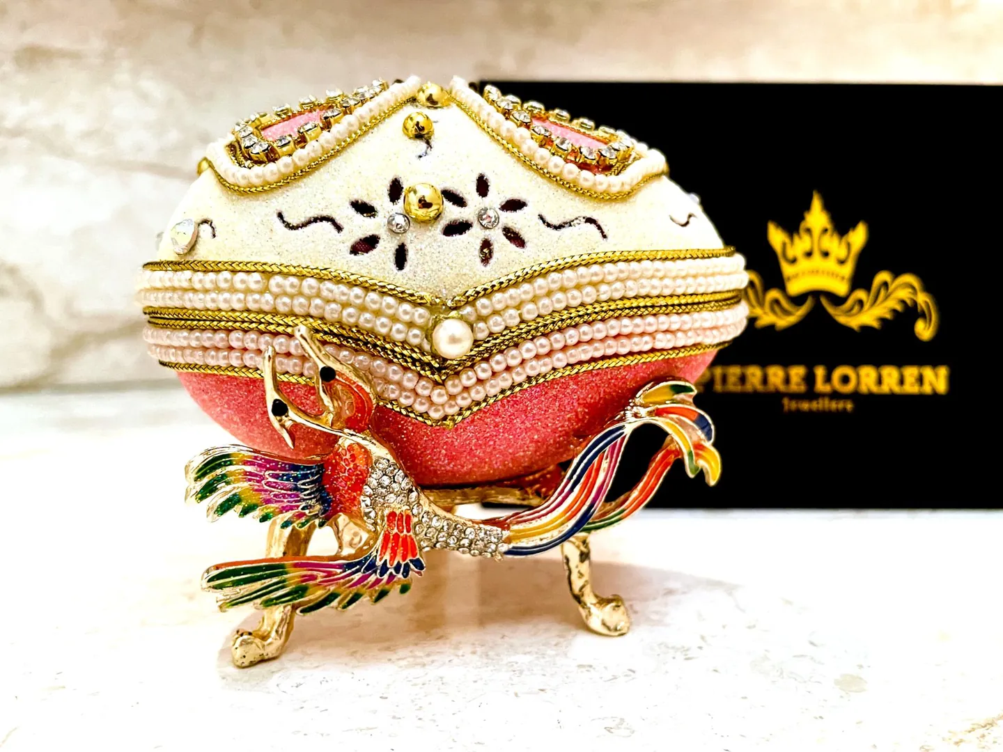 PierreLorren Vintage 2000 Faberge Ornament Unique Wedding Gift Natural Faberge Style Egg Russian Music Box Fruition of Dreams Symbolic Gifts