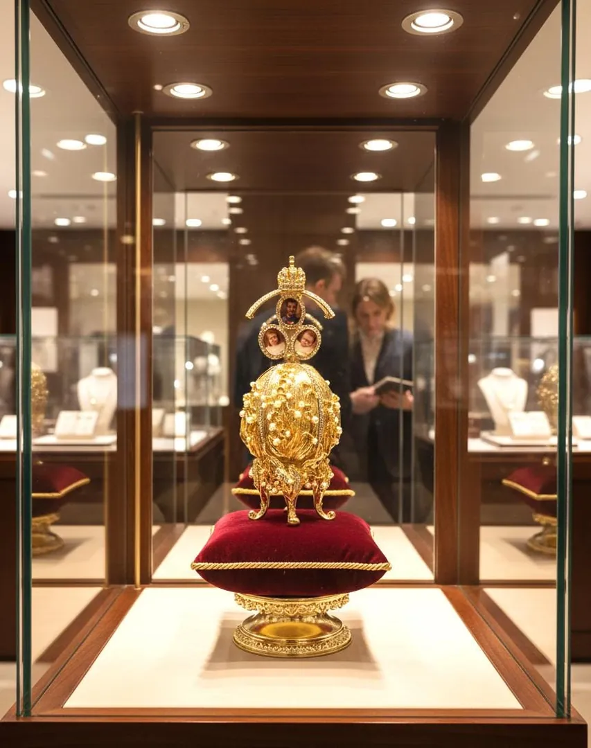 Pure Gold Faberge Egg Style Photo Frame Faberge Easter Eggs Austrian Crystals Handmade Fabergé by Pierre Lorren.