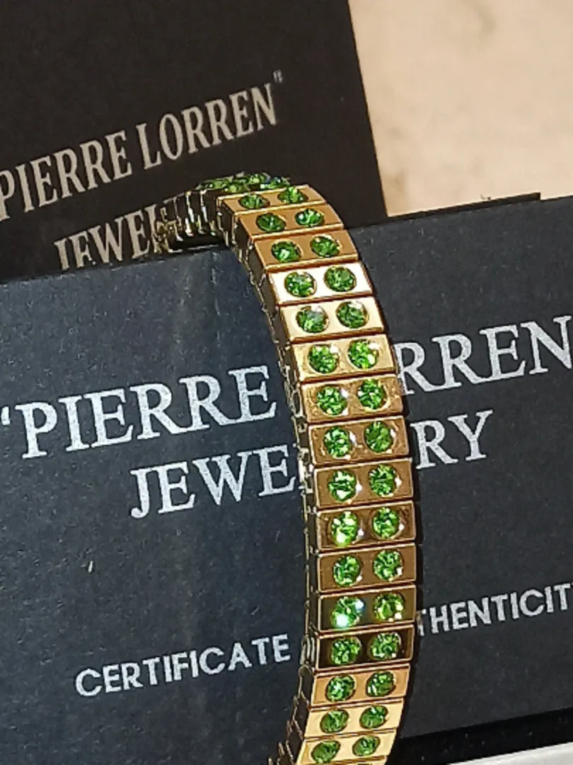 Pierre Lorren Peridot Bracelet Yellow Gold Peridot Gemstone Jewelry Handmade Jewelry Peridot Bangle Bracelet August Birthday Gift for Her