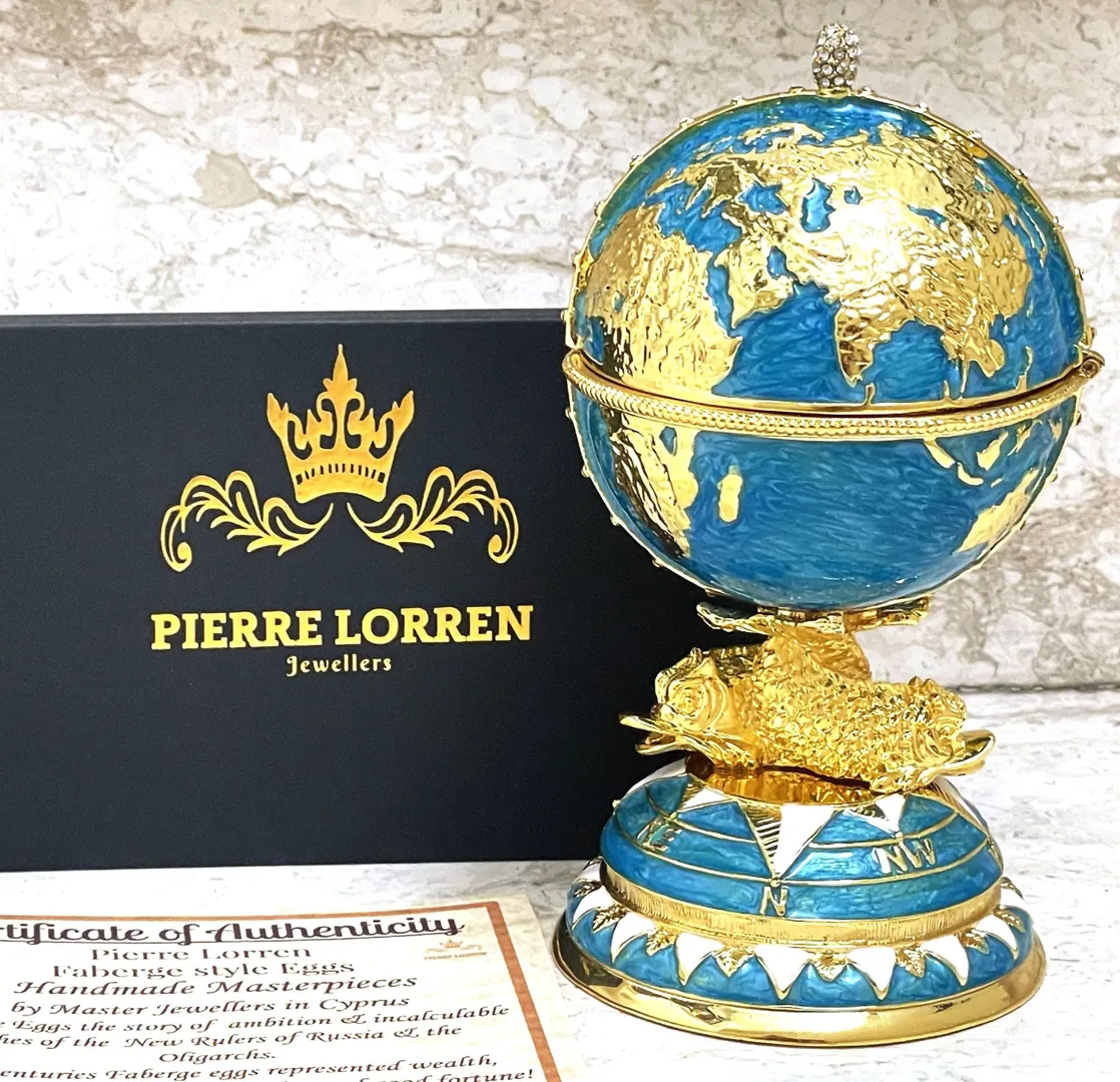 Faberge Eggs Rare Fabergé Egg Ornament Blue Faberge Eggs Pure Gold Decor Swarovski HANDMADE Graduation Christmas Gift for Him by PierreLorren