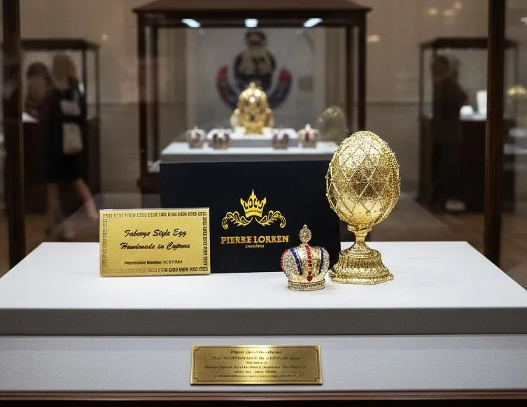 Designer Faberge Style Egg Gift for Him Pure Gold Faberge Egg Decorative Boxes Fabergé Egg Swarovski Handmade