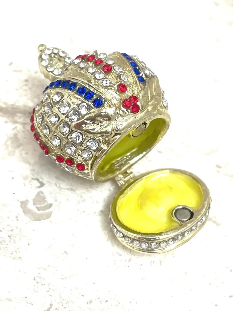 Designer Faberge Style Egg Gift for Him Pure Gold Faberge Egg Decorative Boxes Fabergé Egg Swarovski Handmade