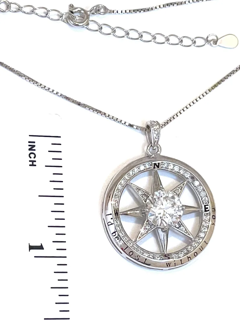 3.5ctw 2 Carat Diamond Necklace Compass Pendant Necklace Compass Necklace Statement Jewelry Lost Without You Diamond Jewelry White Gold