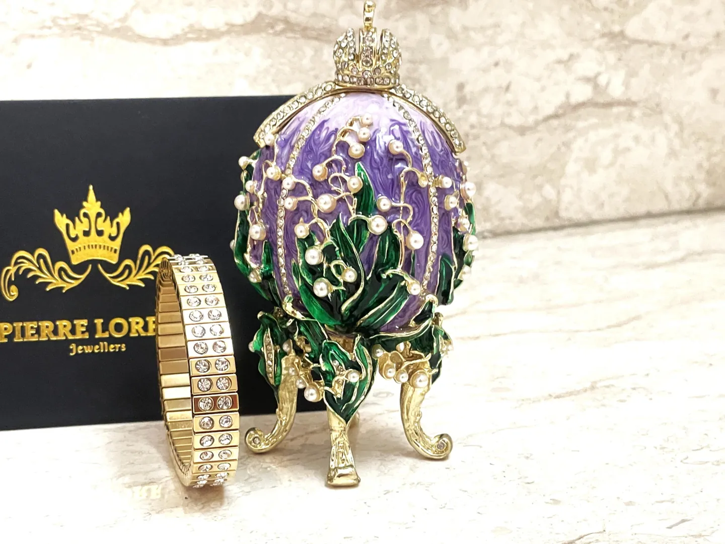 Amethyst Pure Gold Faberge Egg Style Photo Frame Faberge Easter Eggs Austrian Crystals Handmade Fabergé by Pierre Lorren