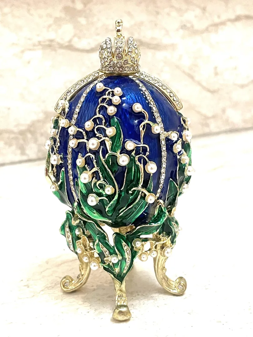 Sapphire Blue Pure Gold Faberge Egg Style Photo Frame Faberge Easter Eggs Austrian Crystals Handmade Fabergé by Pierre Lorren