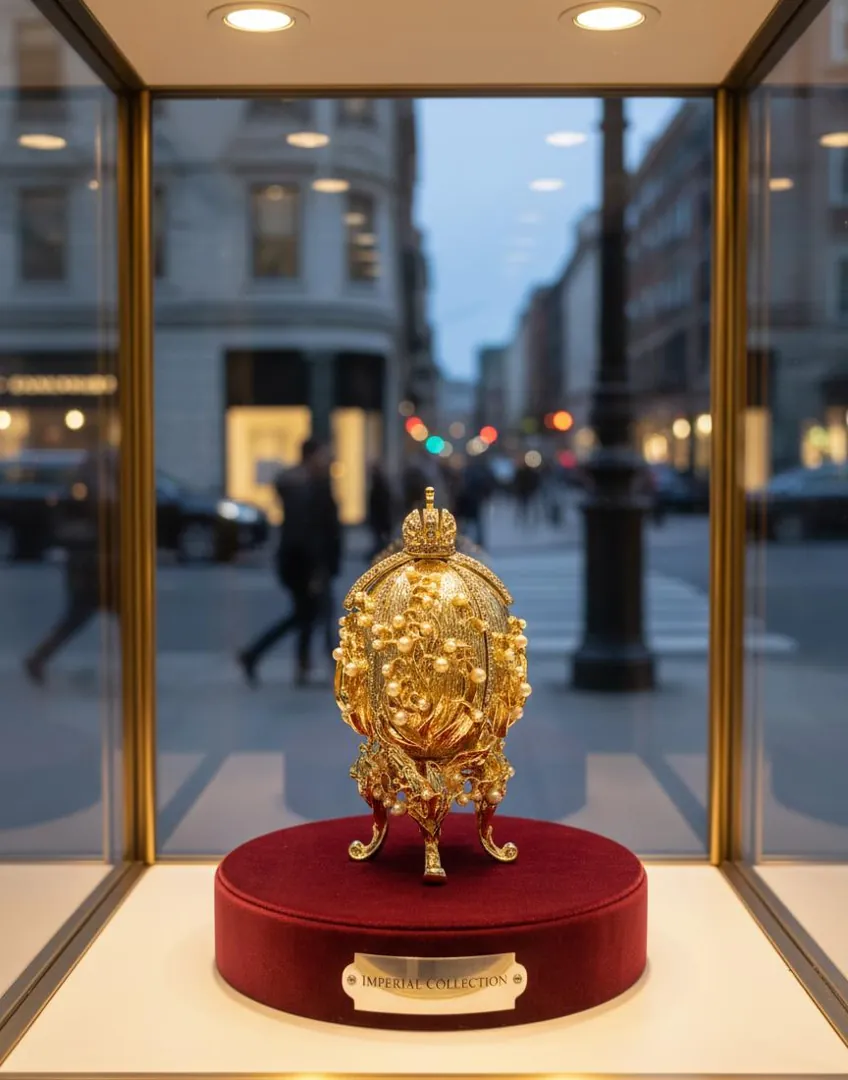 Pure Gold Faberge Egg Style Photo Frame Faberge Easter Eggs Austrian Crystals Handmade Fabergé by Pierre Lorren