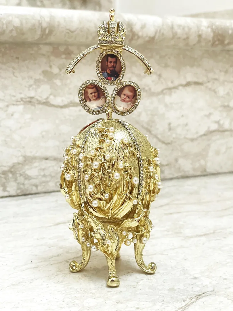 Pure Gold Faberge Egg Style Photo Frame Faberge Easter Eggs Austrian Crystals Handmade Fabergé by Pierre Lorren