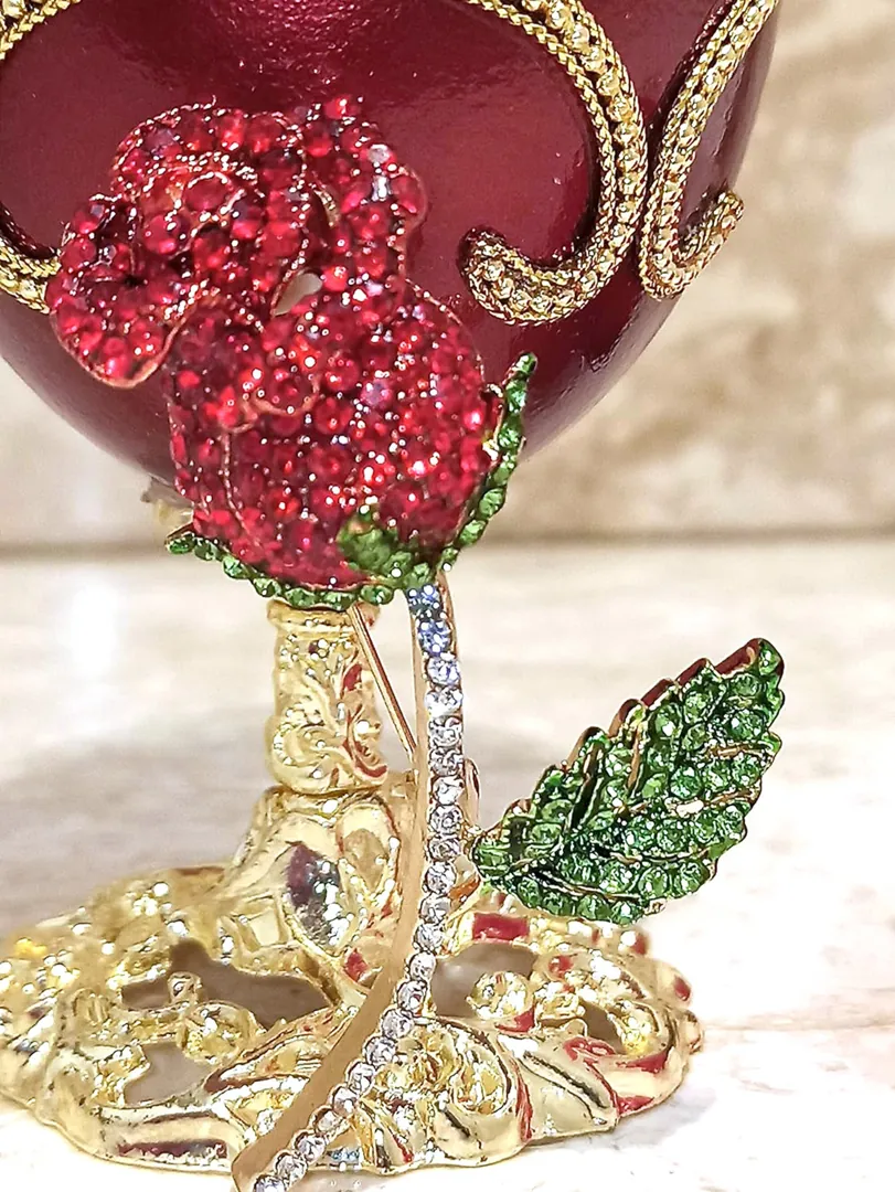 2014 Valentine's Day Trinket Box Faberge Egg Gold Faberge Necklace Faberge Egg Jewelry Set Valentine's Day Gift for Her 10th Anniversary Gift