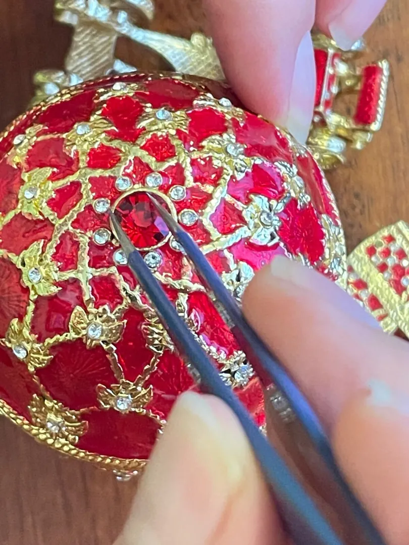 Faberge Ruby Faberge Style Egg & Faberge Pendant - Red Faberge Egg Perfect Gift for Her HANDMADE Faberge Luxury Jewelry Box Egg 24k GOLD