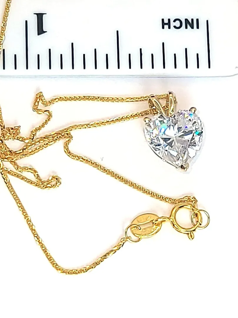 SOLID 18k Yellow Gold, Heart Diamond Solitaire Pendant, Heart Necklace Diamond Pendant, Heart Shaped Diamond Jewelry, Christmas Anniversary