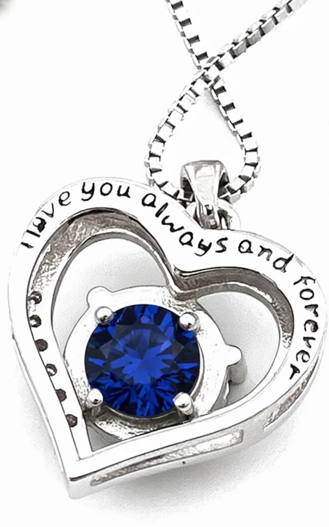 18k Heart Sapphire Diamond Pendant 18k White Gold Genuine Natural Sapphire Necklace Something Blue Bridal Gift for Her Wedding Anniversary