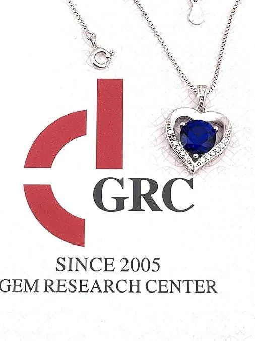 18k Heart Sapphire Diamond Pendant 18k White Gold Genuine Natural Sapphire Necklace Something Blue Bridal Gift for Her Wedding Anniversary