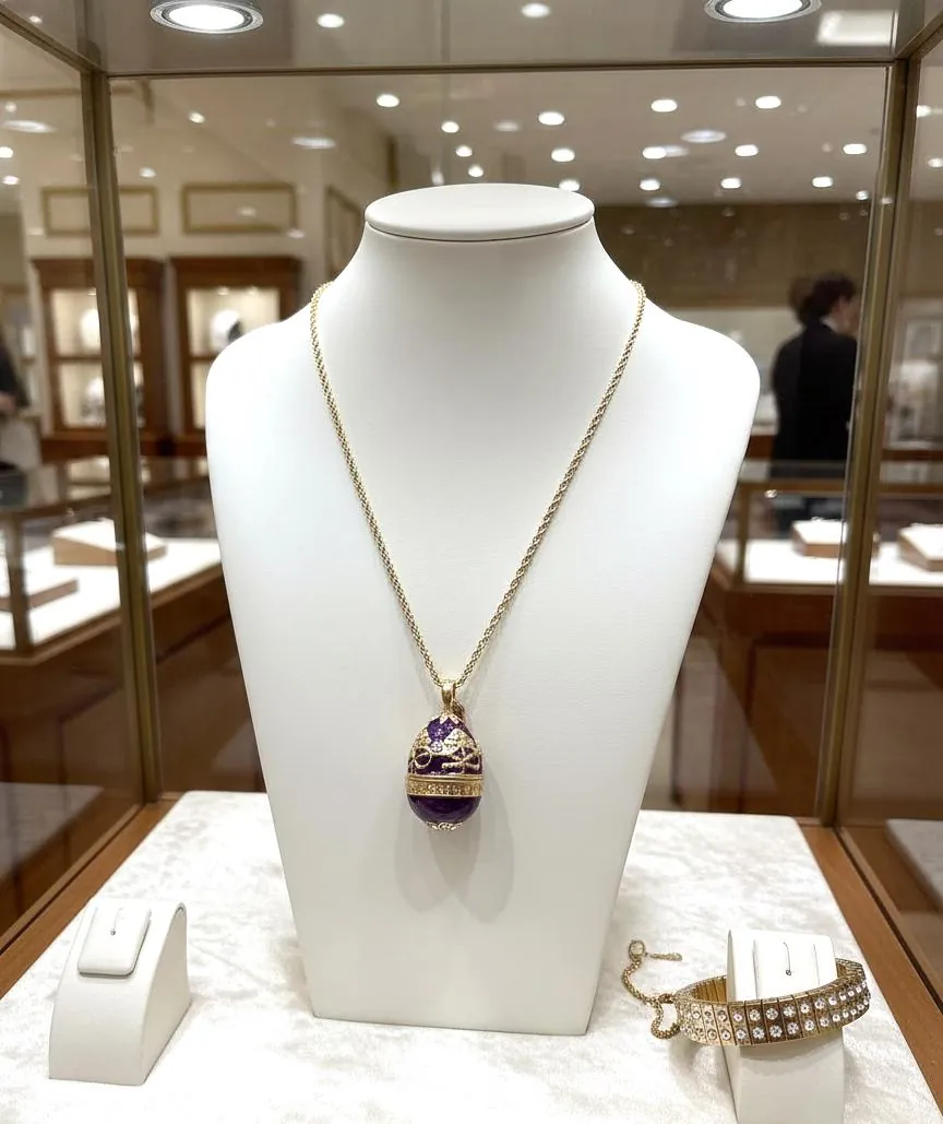 Pierre Lorren Amethyst Faberge Egg Pendant Bracelet Set - Faberge Style Egg - Wedding Jewelry Gift - Fabergé Eggs Handmade 24K Gold Swarovski