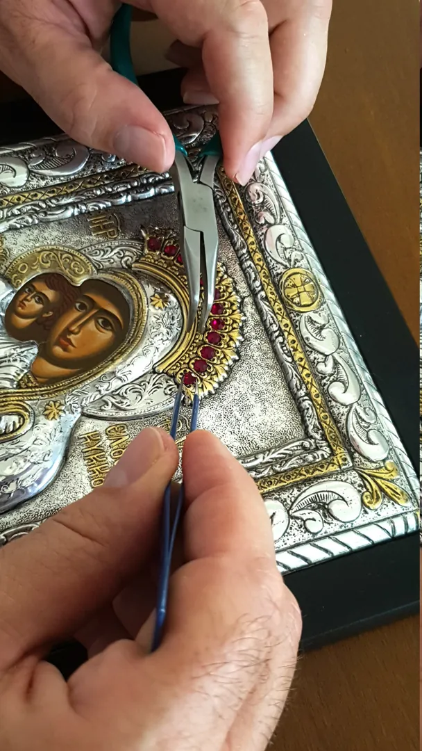 Solid Silver Byzantine Icon 24kt Gold Eastern Orthodox Russian Christian Handmade Virgin Mary Our Lady Panagia Kykko Theotokos Tarnish Free