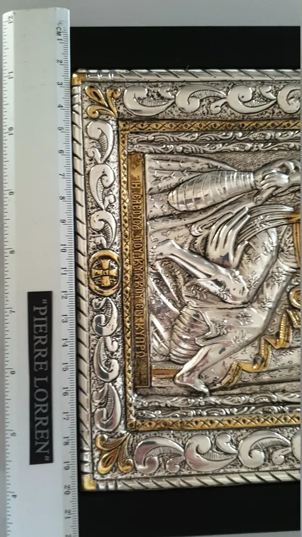 Solid Silver Byzantine Icon 24kt Gold Eastern Orthodox Russian Christian Handmade Virgin Mary Our Lady Panagia Kykko Theotokos Tarnish Free