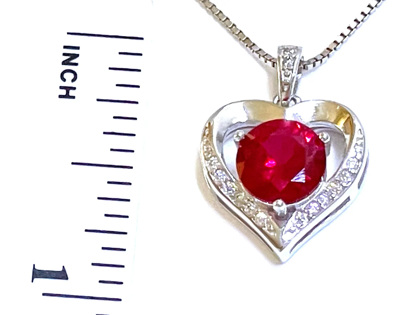 2 ct Diamond Necklace Heart NATURAL RUBY Pendant Gold Love Heart Necklace for women Valentines Birthday gift for her Designer Pierre Lorren