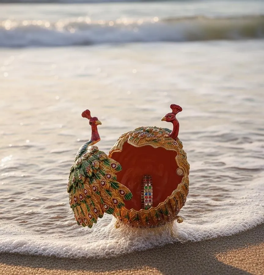 Peacock Fabergé Egg • Swarovski • 24K Gold • Handmade Pierre Lorren Art