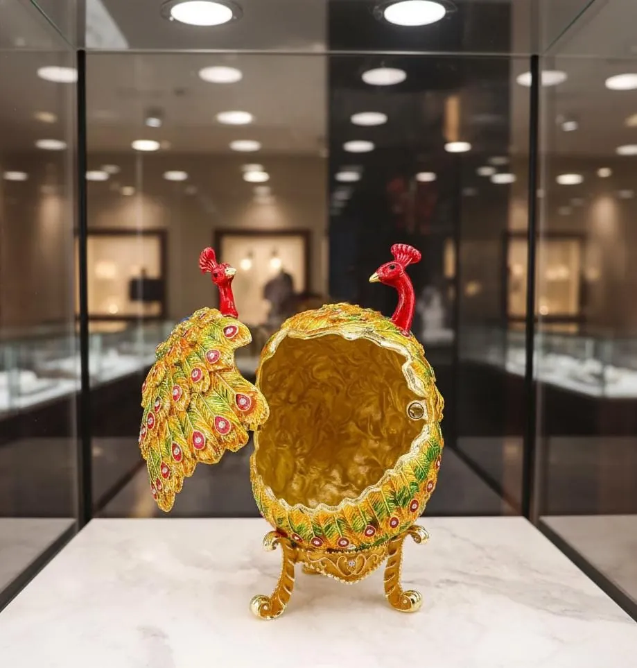 Peacock Fabergé Egg • Swarovski • 24K Gold • Handmade Pierre Lorren Art