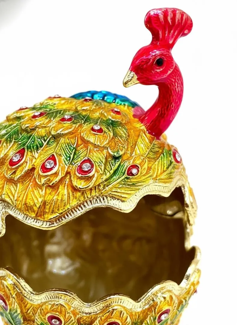 Peacock Fabergé Egg • Swarovski • 24K Gold • Handmade Pierre Lorren Art
