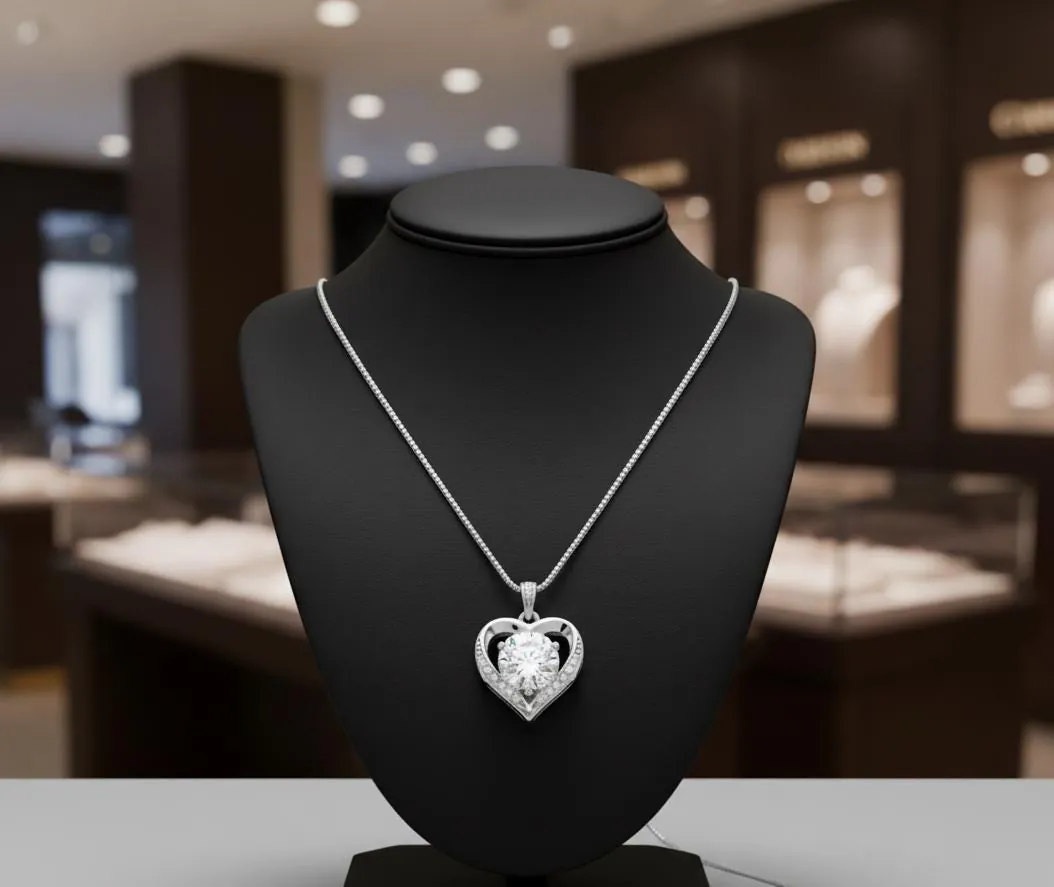 2ct Diamond Solitaire Necklace, Heart Diamond Necklace, Heart Necklace, Minimalist Necklace, Diamond Heart Necklace, Heart Pendant Necklace