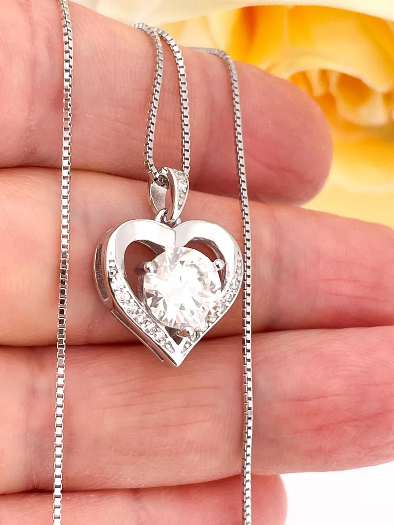 2ct Diamond Solitaire Necklace, Heart Diamond Necklace, Heart Necklace, Minimalist Necklace, Diamond Heart Necklace, Heart Pendant Necklace