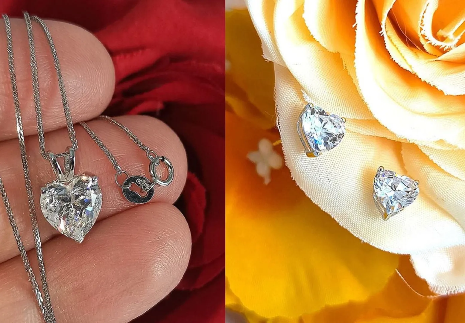 3.5 carat Fine Jewelry SET Heart Diamond Solitaire Pendant Necklace Solitaire Diamond Earrings Engagement Set Bridal Jewelry SOLID 18k GOLD