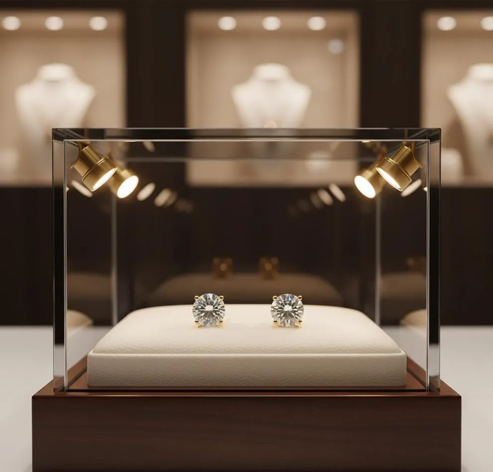 2ct Diamond Round Earrings Solid 18k Gold by Pierre Lorren