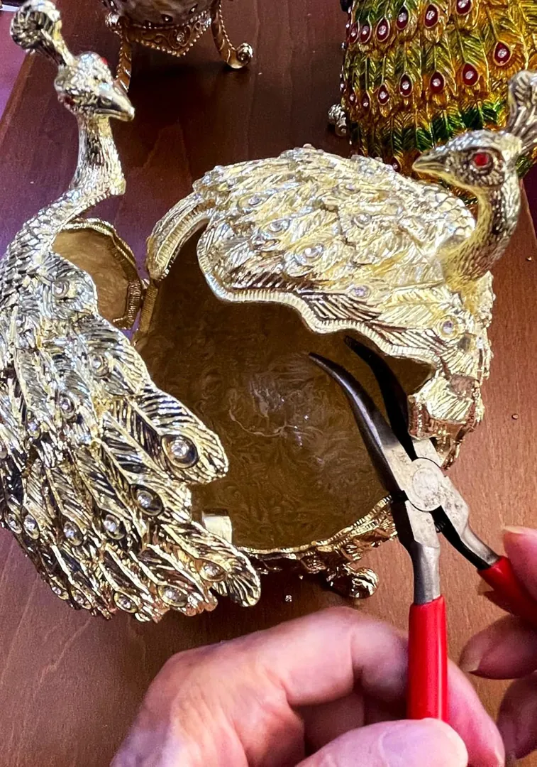 Peacock Faberge Egg Bracelet • Swarovski • 24K Gold • Handmade Pierre Lorren