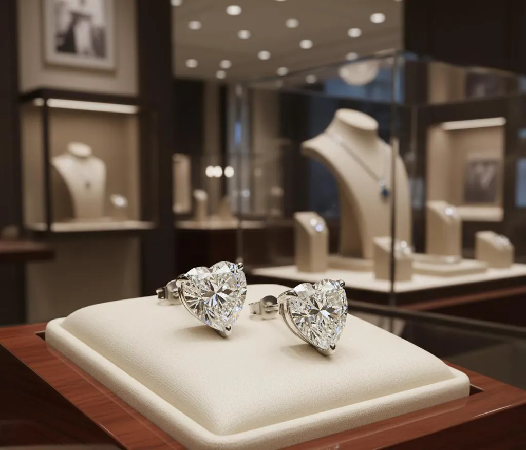 2ct Diamond Heart Earrings Solid 18k White Gold by Pierre Lorren