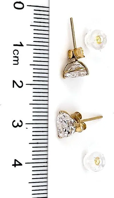 Solid 18k Gold Heart Stud Diamond Jewelry by Pierre Lorren