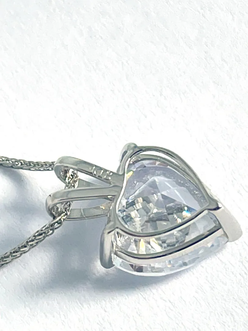 1.5ctw Heart Necklace, Heart Pendant, Diamond Heart Necklace, Solid 18K White Gold Heart Diamond Necklace Handmade by Pierre Lorren