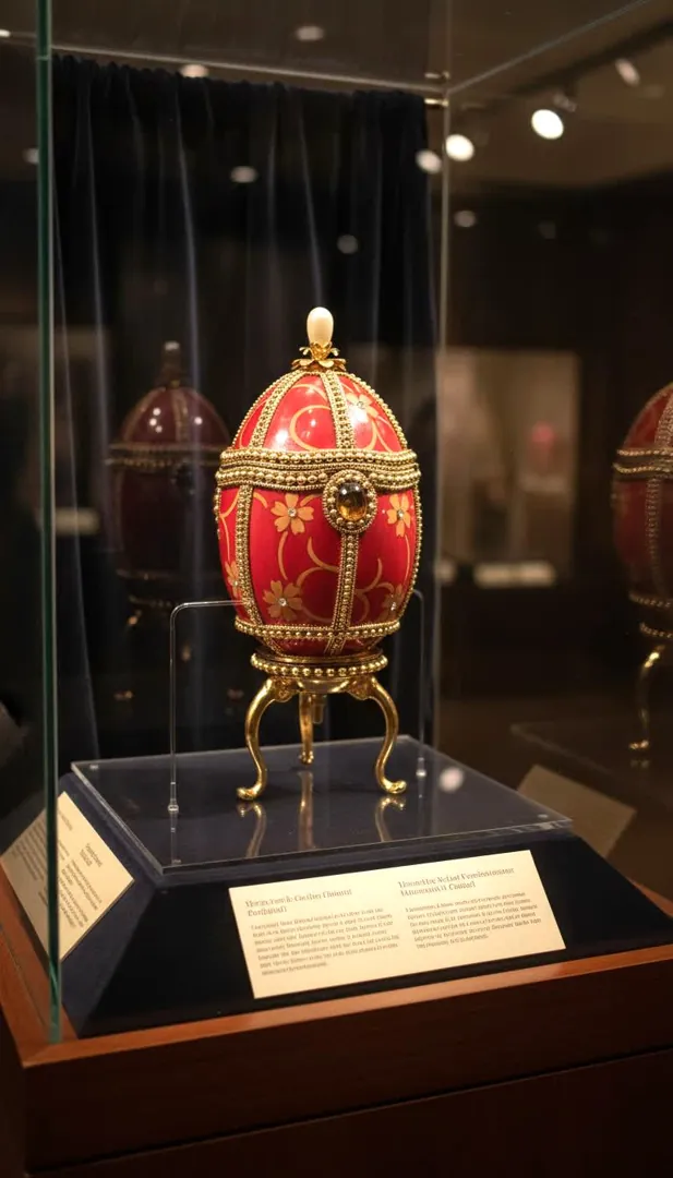 1990 Natural Goose Egg Faberge Egg Style Musical Box 24K Gold Swarovski