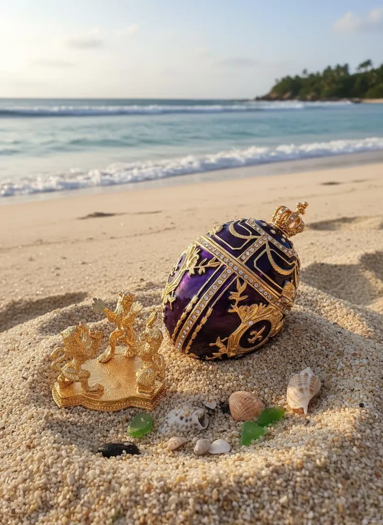 IMPERIAL Amethyst Fabergé Egg Style Jewelry Trinket Box • 24k Gold • 300 Swarovski • Handmade Collectors Egg by Pierre Lorren