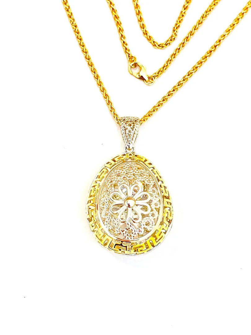 3 Carat Diamond Meander Pendant Greek Key Jewelry Gold Meander Necklace for Women Ancient Greek Jewelry Infinity Meander Infinite Luck Gift