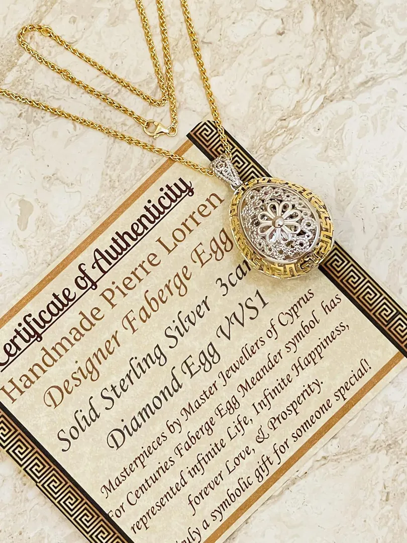 3 Carat Diamond Bridal Necklace, Faberge Egg Style Love Jewelry, Infinity Gifts for Bridal Shower, Faberge Diamond Pendant Necklace Wedding