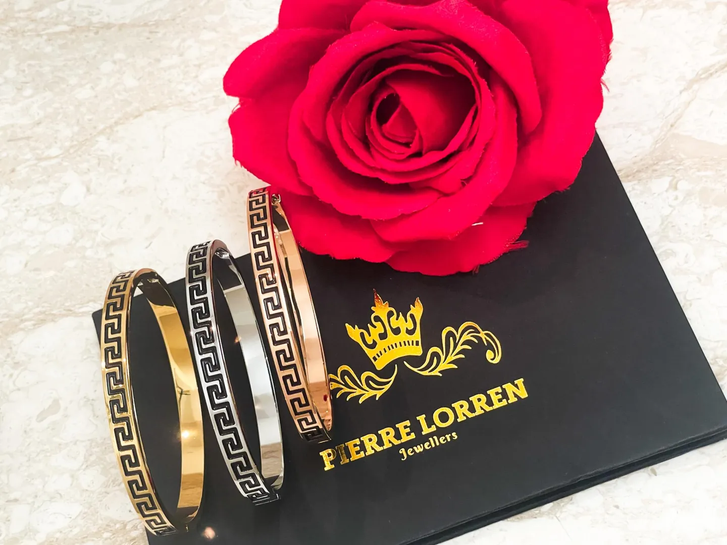 Greek Key Bracelet Set x3: 18k Gold Vermeil, Infinity Bangle, Meander Jewelry Handmade