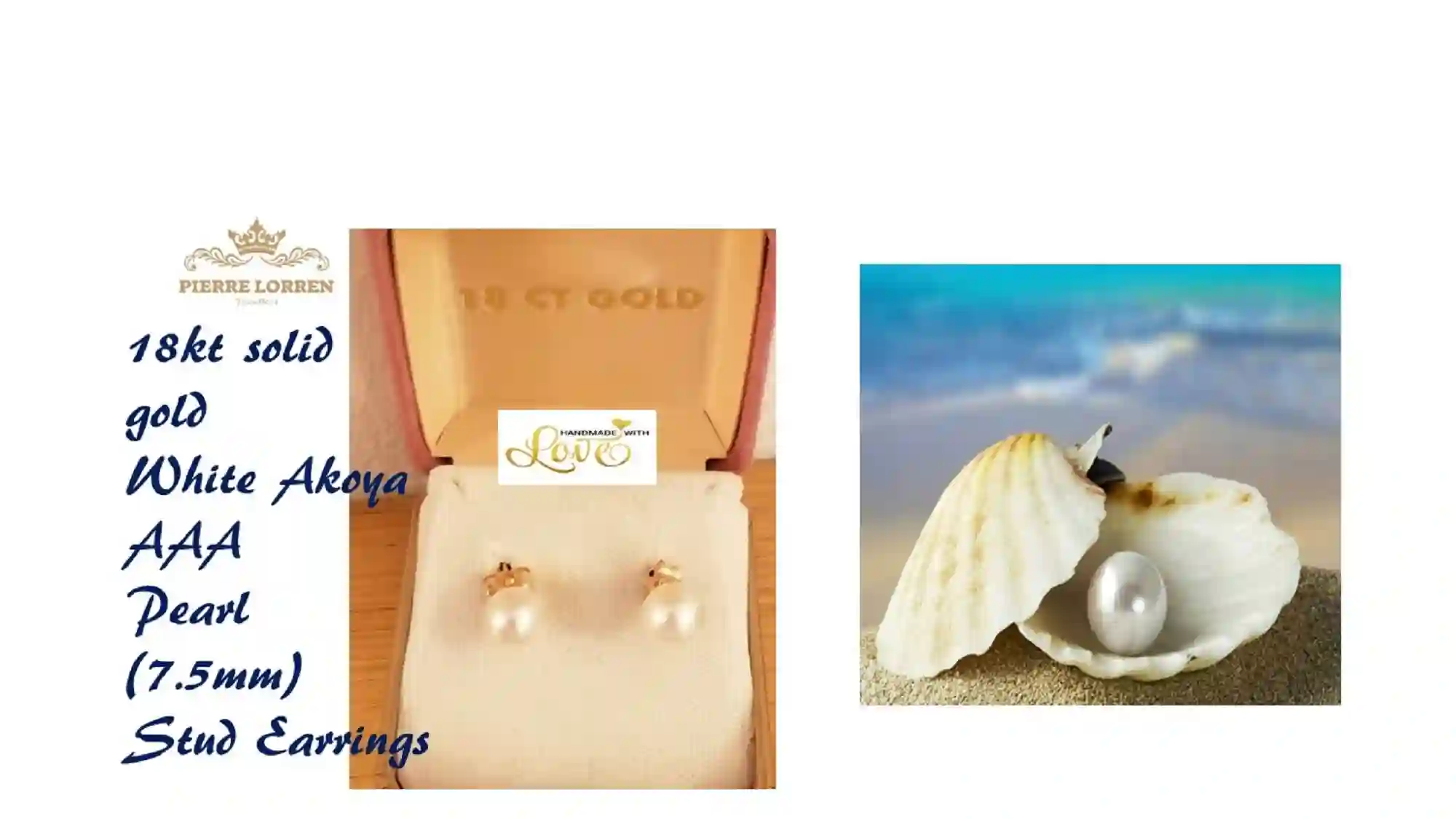 Natural White AKOYA AAA 18kt Solid GOLD South Sea Pearl stud Earrings Gift Japanese Pearls Akoya Bridal Shower Wedding Jewelry for her Wife 