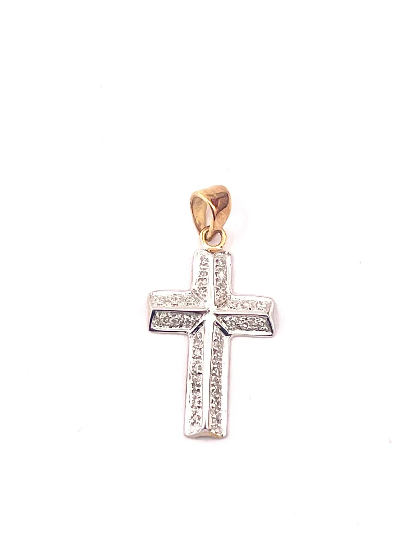 18k Yellow Gold Cross Pendant Natural Diamond Cross Solid 18kt GOLD Cross Necklace Christianity Cross for Christian Graduation Unisex gifts