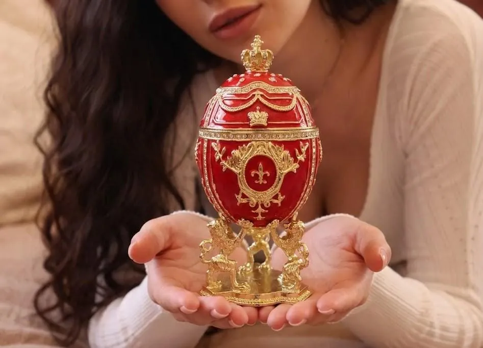 Limited Edition Faberge Egg Jewelry Box Handmade Russian Easter Egg Fabergé Style Egg Trinket Box 24k Gold Swarovski Crystal by Pierre Lorren